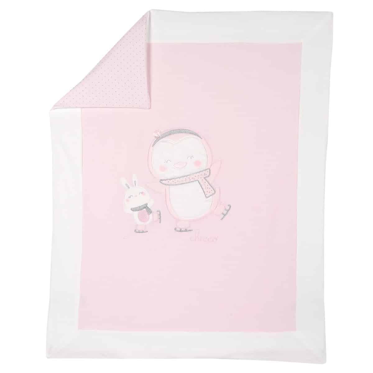 Κουβερτοπάπλωμα Λίκνου για Κορίτσι της Εταιρείας Chicco 80x64cm Λευκό Ροζ CHI05115